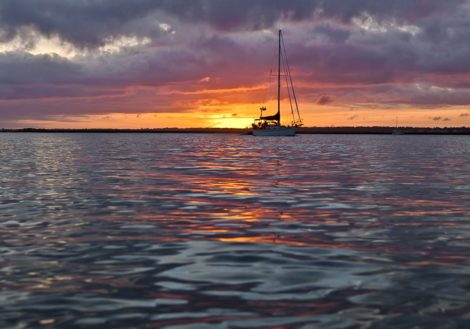 sunset sail coastal art